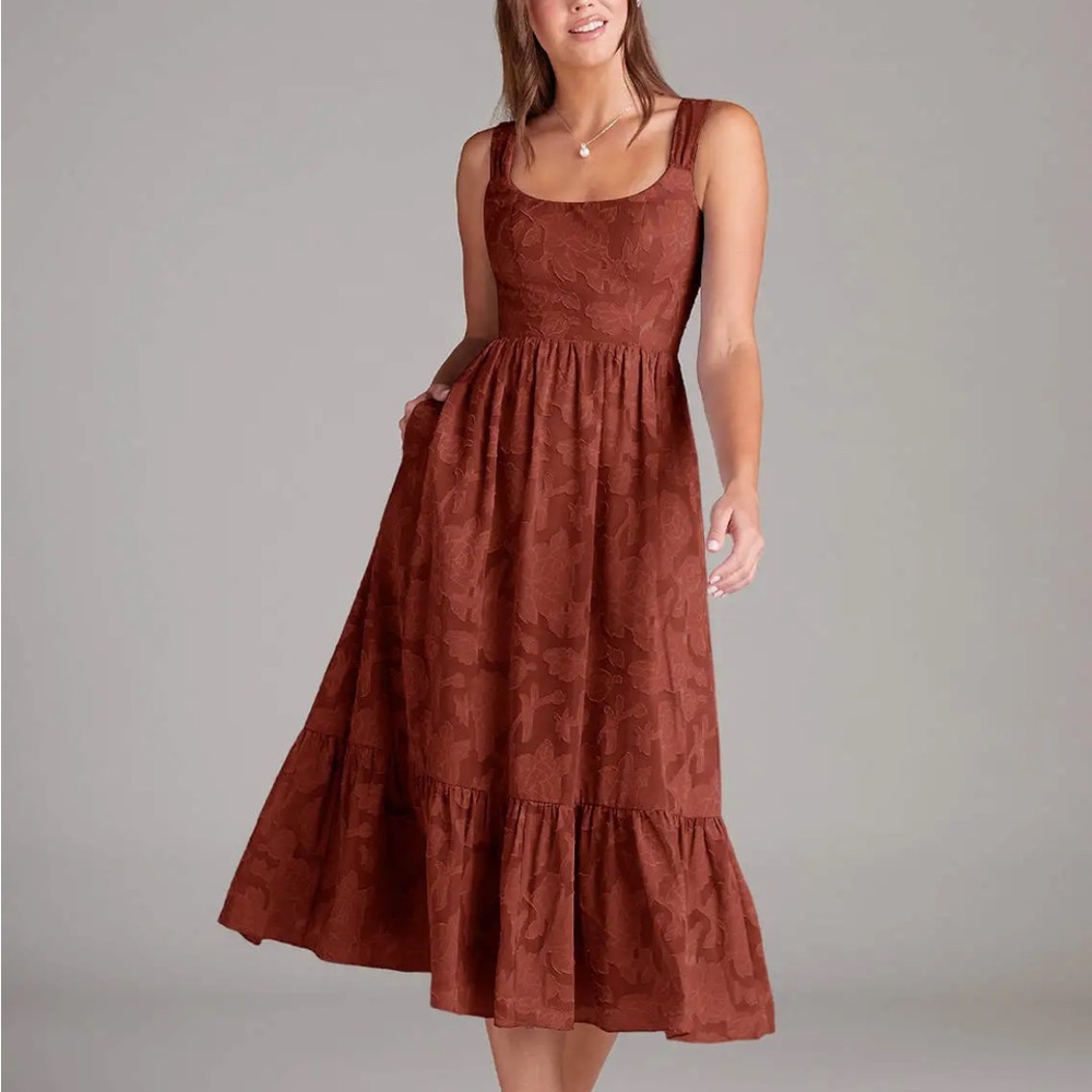 Azazie Alissa Midi Dress in Terracotta